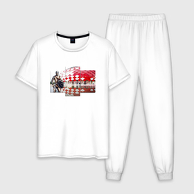 Мужская пижама хлопок с принтом Гладиатор и Стадио в Новосибирске, 100% хлопок | брюки и футболка прямого кроя, без карманов, на брюках мягкая резинка на поясе и по низу штанин
 | арена | гладиатор | красно белые | москва | рпл | спартак | стадион | футбол