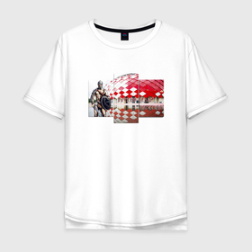 Мужская футболка хлопок Oversize с принтом Гладиатор и Стадио в Белгороде, 100% хлопок | свободный крой, круглый ворот, “спинка” длиннее передней части | арена | гладиатор | красно белые | москва | рпл | спартак | стадион | футбол