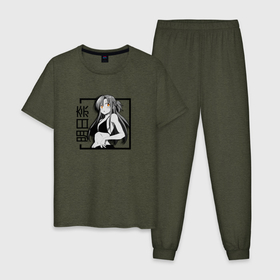 Мужская пижама хлопок с принтом Асуна Юки в квадрате , 100% хлопок | брюки и футболка прямого кроя, без карманов, на брюках мягкая резинка на поясе и по низу штанин
 | asuna | sao | sword art online | yuki | yuuki | асуна | мастера меча онлайн | юки