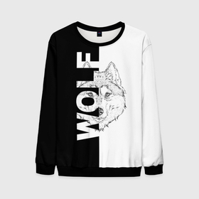 Мужской свитшот 3D с принтом WOLF (Волк) в Екатеринбурге, 100% полиэстер с мягким внутренним слоем | круглый вырез горловины, мягкая резинка на манжетах и поясе, свободная посадка по фигуре | gray wolf | predator | the beast | volkolak | wolf | wolfhound | волк | волкодав | волколак | волчара | вурдалак | зверь | зов волка | морской волк | оборотень | оскал | рисунок волка | санитар леса | серый волк | хищник
