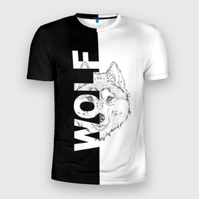 Мужская футболка 3D Slim с принтом WOLF (Волк) , 100% полиэстер с улучшенными характеристиками | приталенный силуэт, круглая горловина, широкие плечи, сужается к линии бедра | gray wolf | predator | the beast | volkolak | wolf | wolfhound | волк | волкодав | волколак | волчара | вурдалак | зверь | зов волка | морской волк | оборотень | оскал | рисунок волка | санитар леса | серый волк | хищник