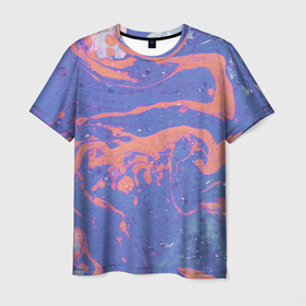 Мужская футболка 3D с принтом Текстура Fluid Art в Белгороде, 100% полиэфир | прямой крой, круглый вырез горловины, длина до линии бедер | краска | красный | палитра | роспись | синий | текстура | узор