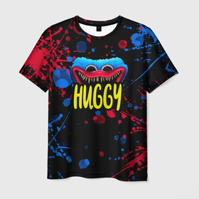 Мужская футболка 3D с принтом Poppy Playtime Брызги красок. в Курске, 100% полиэфир | прямой крой, круглый вырез горловины, длина до линии бедер | 2021 | play | poppy | poppy playtime | poppyplaytime | time | игра | монстр