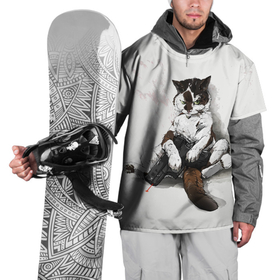 Накидка на куртку 3D с принтом Котик с пистолетом на стене  мем в Белгороде, 100% полиэстер |  | cat | cats | mem | киса | кот | котенок | котик | котяра | котята | кошечка | кошка | мем | мемы | пистолет