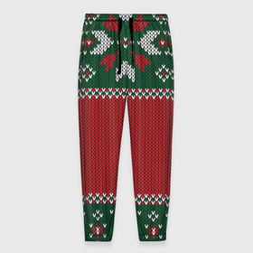 Мужские брюки 3D с принтом Knitted Christmas Pattern в Тюмени, 100% полиэстер | манжеты по низу, эластичный пояс регулируется шнурком, по бокам два кармана без застежек, внутренняя часть кармана из мелкой сетки | background | christmas | holiday | knitted | knitted pattern | pattern | trees | winter | вязаный | вязаный узор | елки | зима | праздник | рождество | узор | фон