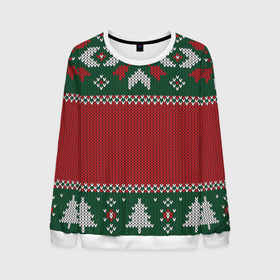 Мужской свитшот 3D с принтом Knitted Christmas Pattern , 100% полиэстер с мягким внутренним слоем | круглый вырез горловины, мягкая резинка на манжетах и поясе, свободная посадка по фигуре | background | christmas | holiday | knitted | knitted pattern | pattern | trees | winter | вязаный | вязаный узор | елки | зима | праздник | рождество | узор | фон