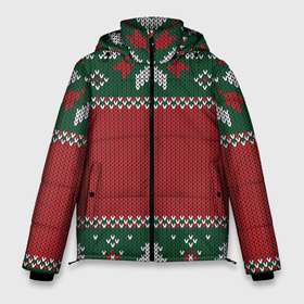 Мужская зимняя куртка 3D с принтом Knitted Christmas Pattern , верх — 100% полиэстер; подкладка — 100% полиэстер; утеплитель — 100% полиэстер | длина ниже бедра, свободный силуэт Оверсайз. Есть воротник-стойка, отстегивающийся капюшон и ветрозащитная планка. 

Боковые карманы с листочкой на кнопках и внутренний карман на молнии. | background | christmas | holiday | knitted | knitted pattern | pattern | trees | winter | вязаный | вязаный узор | елки | зима | праздник | рождество | узор | фон