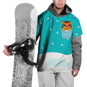 Накидка на куртку 3D с принтом Маленький тигренок в кармане в Курске, 100% полиэстер |  | Тематика изображения на принте: 2022 | год тигра | новый год | новый год 2022 | символ года | тигр | тигренок | тигрица | тигры