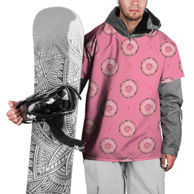 Накидка на куртку 3D с принтом Розовые пончики паттерн в Тюмени, 100% полиэстер |  | Тематика изображения на принте: выпечка | паттерн | пончик | пончики | сладость