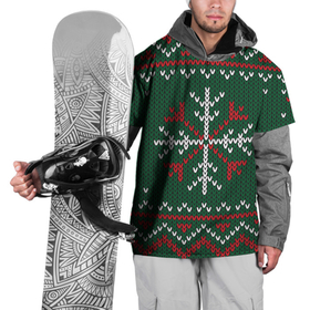 Накидка на куртку 3D с принтом Knitted Snowflake Pattern в Новосибирске, 100% полиэстер |  | background | christmas | holiday | knitted pattern | pattern | snowflakes | trees | winter | вязаный узор | елки | зима | праздник | рождество | снежинки | узор | фон