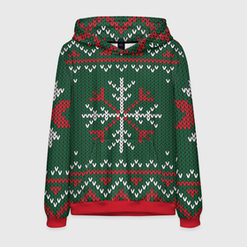 Мужская толстовка 3D с принтом Knitted Snowflake Pattern , 100% полиэстер | двухслойный капюшон со шнурком для регулировки, мягкие манжеты на рукавах и по низу толстовки, спереди карман-кенгуру с мягким внутренним слоем. | background | christmas | holiday | knitted pattern | pattern | snowflakes | trees | winter | вязаный узор | елки | зима | праздник | рождество | снежинки | узор | фон