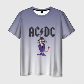 Мужская футболка 3D с принтом Ангус Янг чертик AC DC в Белгороде, 100% полиэфир | прямой крой, круглый вырез горловины, длина до линии бедер | Тематика изображения на принте: ac dc | acdc | angus young | австралийская | ангус янг | ас дс | асдс | блюз | метал | молния | музыка | рок группа | рокнролл | хард | хардрок