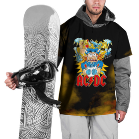 Накидка на куртку 3D с принтом Карикатура Ангус Янг   AC DC в Кировске, 100% полиэстер |  | ac dc | acdc | angus young | австралийская | ангус янг | ас дс | асдс | блюз | метал | молния | музыка | рок группа | рокнролл | хард | хардрок