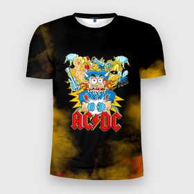 Мужская футболка 3D Slim с принтом Карикатура Ангус Янг   AC DC в Курске, 100% полиэстер с улучшенными характеристиками | приталенный силуэт, круглая горловина, широкие плечи, сужается к линии бедра | ac dc | acdc | angus young | австралийская | ангус янг | ас дс | асдс | блюз | метал | молния | музыка | рок группа | рокнролл | хард | хардрок