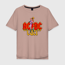 Мужская футболка хлопок Oversize с принтом AC DC JUCL , 100% хлопок | свободный крой, круглый ворот, “спинка” длиннее передней части | ac dc | acdc | австралийская | ас дс | асдс | гитара | девушка | рок группа | хард | хардрок | чертик | чертовка