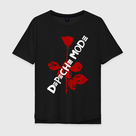 Мужская футболка хлопок Oversize с принтом Depeche Mode красная роза , 100% хлопок | свободный крой, круглый ворот, “спинка” длиннее передней части | dave gahan | depeche mode | альбом | альтернативный | вестник моды | депеш мод | депешмод | дэйв гаан | индастриал | мартин гор | музыка | новая волна | рок группа | синти поп | электроник | энди флетчер