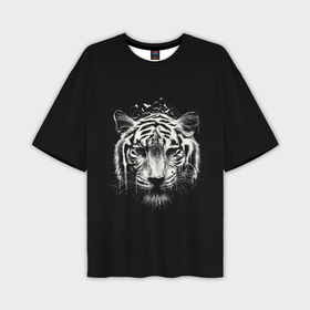 Мужская футболка OVERSIZE 3D с принтом Черно Белый Тигр. Head в Курске,  |  | 2022 | 22 | black | head | muzzle | new | second | symbol | tiger | twenty | two | white | year | белый | второй | год | года | голова | двадцать | нового | новый | символ | тигр | черный