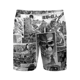 Мужские шорты спортивные с принтом Атака Титанов манга в Петрозаводске,  |  | attack on titan | shingeki no kyojin | аниме | атака на титанов | атака титанов | манга | титаны