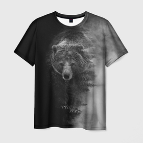 Мужская футболка 3D с принтом EVIL BEAR в Рязани, 100% полиэфир | прямой крой, круглый вырез горловины, длина до линии бедер | Тематика изображения на принте: животное | зверь | злой медведь | злой хищник | лес | оскал медведя | охота | охотник | подарок мужчине | природа | тайга