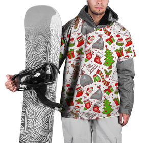 Накидка на куртку 3D с принтом Новый Год в Тюмени, 100% полиэстер |  | background | christmas | gifts | holiday | new year | pictures | skates | snowman | socks | tree | елка | коньки | новый год | носки | подарки | праздник | рисунки | рождество | снеговик | фон