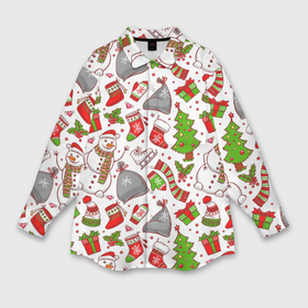 Мужская рубашка oversize 3D с принтом Паттерн с Новым Годом в Тюмени,  |  | Тематика изображения на принте: background | christmas | gifts | holiday | new year | pictures | skates | snowman | socks | tree | елка | коньки | новый год | носки | подарки | праздник | рисунки | рождество | снеговик | фон