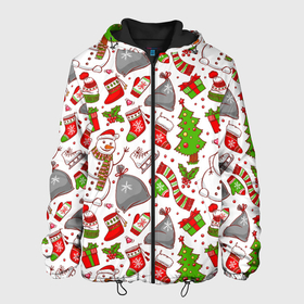Мужская куртка 3D с принтом Новый Год , ткань верха — 100% полиэстер, подклад — флис | прямой крой, подол и капюшон оформлены резинкой с фиксаторами, два кармана без застежек по бокам, один большой потайной карман на груди. Карман на груди застегивается на липучку | background | christmas | gifts | holiday | new year | pictures | skates | snowman | socks | tree | елка | коньки | новый год | носки | подарки | праздник | рисунки | рождество | снеговик | фон