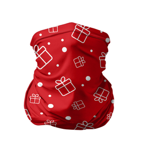 Бандана-труба 3D с принтом Новогодние подарки на красном фоне в Белгороде, 100% полиэстер, ткань с особыми свойствами — Activecool | плотность 150‒180 г/м2; хорошо тянется, но сохраняет форму | 2021 | 2022 | christmas | merry | merry christmas | new year | snow | sweater | ugly christmas | winter | year of the tiger | год тигра | зима | новогодний | новогодняя | новый год | рождественский | рождественский свитер | рождество | свитер | 