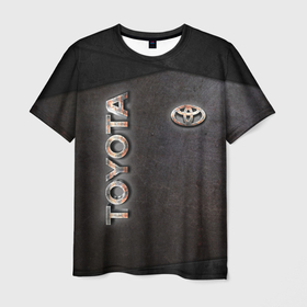 Мужская футболка 3D с принтом TOYOTA ЖЕЛЕЗО в Новосибирске, 100% полиэфир | прямой крой, круглый вырез горловины, длина до линии бедер | toyota | авто | автомобиль | железо | логотип | машина | надпись | текстура | тоета | тойота