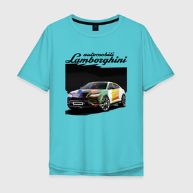 Мужская футболка хлопок Oversize с принтом Lamborghini Urus   это очень круто в Екатеринбурге, 100% хлопок | свободный крой, круглый ворот, “спинка” длиннее передней части | bull | car | design | lamborghini | motorsport | power | prestige | urus | автомобиль | автоспорт | бык | дизайн | ламборгини | мощь | престиж