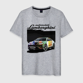 Мужская футболка хлопок с принтом Lamborghini Urus   это очень круто в Екатеринбурге, 100% хлопок | прямой крой, круглый вырез горловины, длина до линии бедер, слегка спущенное плечо. | bull | car | design | lamborghini | motorsport | power | prestige | urus | автомобиль | автоспорт | бык | дизайн | ламборгини | мощь | престиж