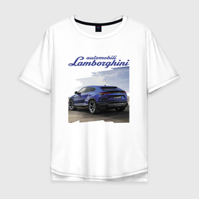 Мужская футболка хлопок Oversize с принтом Lamborghini Urus Sport в Санкт-Петербурге, 100% хлопок | свободный крой, круглый ворот, “спинка” длиннее передней части | bull | car | design | lamborghini | motorsport | power | prestige | urus | автомобиль | автоспорт | бык | дизайн | ламборгини | мощь | престиж