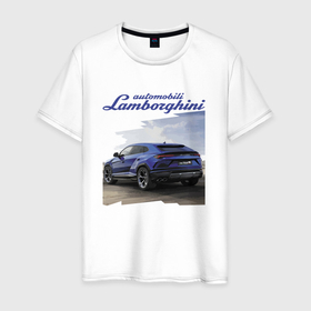 Мужская футболка хлопок с принтом Lamborghini Urus Sport в Санкт-Петербурге, 100% хлопок | прямой крой, круглый вырез горловины, длина до линии бедер, слегка спущенное плечо. | bull | car | design | lamborghini | motorsport | power | prestige | urus | автомобиль | автоспорт | бык | дизайн | ламборгини | мощь | престиж