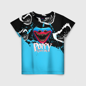 Детская футболка 3D с принтом Монстр Хагги Вагги из игры Poppy Playtime в Екатеринбурге, 100% гипоаллергенный полиэфир | прямой крой, круглый вырез горловины, длина до линии бедер, чуть спущенное плечо, ткань немного тянется | 