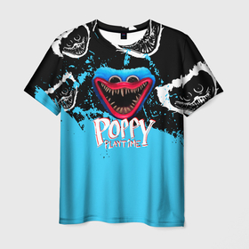 Мужская футболка 3D с принтом Монстр Хагги Вагги из игры Poppy Playtime в Курске, 100% полиэфир | прямой крой, круглый вырез горловины, длина до линии бедер | 