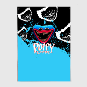 Постер с принтом Монстр Хагги Вагги из игры Poppy Playtime в Екатеринбурге, 100% бумага
 | бумага, плотность 150 мг. Матовая, но за счет высокого коэффициента гладкости имеет небольшой блеск и дает на свету блики, но в отличии от глянцевой бумаги не покрыта лаком | Тематика изображения на принте: 