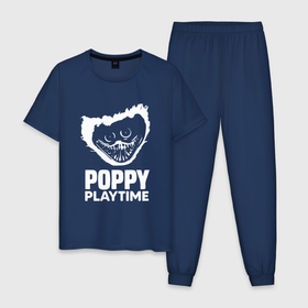 Мужская пижама хлопок с принтом Poppy Playtime Контур Монстра. , 100% хлопок | брюки и футболка прямого кроя, без карманов, на брюках мягкая резинка на поясе и по низу штанин
 | 2021 | play | poppy | poppy playtime | poppyplaytime | time | игра | монстр