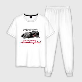 Мужская пижама хлопок с принтом Lamborghini Bandido concept в Санкт-Петербурге, 100% хлопок | брюки и футболка прямого кроя, без карманов, на брюках мягкая резинка на поясе и по низу штанин
 | bull | car | design | lamborghini | motorsport | power | prestige | автомобиль | автоспорт | бык | дизайн | ламборгини | мощь | престиж
