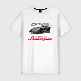 Мужская футболка хлопок Slim с принтом Lamborghini Bandido concept в Екатеринбурге, 92% хлопок, 8% лайкра | приталенный силуэт, круглый вырез ворота, длина до линии бедра, короткий рукав | bull | car | design | lamborghini | motorsport | power | prestige | автомобиль | автоспорт | бык | дизайн | ламборгини | мощь | престиж