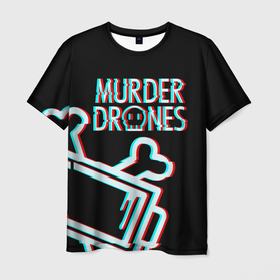 Мужская футболка 3D с принтом Murder Drones ( Дроны убийцы) , 100% полиэфир | прямой крой, круглый вырез горловины, длина до линии бедер | Тематика изображения на принте: murder drones | serial designation n | uzi | дроны | мультфильм | роботы | серийный номер н | узи