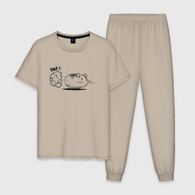 Мужская пижама хлопок с принтом Хома Paf в Петрозаводске, 100% хлопок | брюки и футболка прямого кроя, без карманов, на брюках мягкая резинка на поясе и по низу штанин
 | грызун | животные | мышь | хома | хомяк