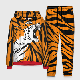 Мужской костюм 3D (с толстовкой) с принтом Тигровый окрас ,  |  | 2022 | aggressive | brindle color | fangs | in profile | new year | open mouth | predator | tiger | year of the tiger | агрессивный | в профиль | год тигра | клыки | новый год | открытая пасть | тигр | тигровый окрас | хищник