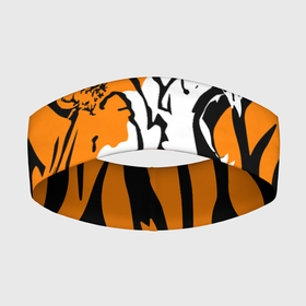 Повязка на голову 3D с принтом Тигровый окрас в Новосибирске,  |  | 2022 | aggressive | brindle color | fangs | in profile | new year | open mouth | predator | tiger | year of the tiger | агрессивный | в профиль | год тигра | клыки | новый год | открытая пасть | тигр | тигровый окрас | хищник