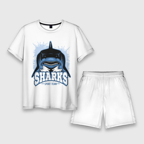 Мужской костюм с шортами 3D с принтом Акула (SHARKS) в Тюмени,  |  | fish | ocean | predator | shark | white shark | акула | белая акула | зубы | море | морской хищник | океан | рыба | хищная рыба | хищник