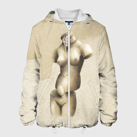 Мужская куртка 3D с принтом Акварельная Венера в стиле Сальвадора Дали в Новосибирске, ткань верха — 100% полиэстер, подклад — флис | прямой крой, подол и капюшон оформлены резинкой с фиксаторами, два кармана без застежек по бокам, один большой потайной карман на груди. Карман на груди застегивается на липучку | акварель | бежевая | бежевый | девушка | женская фигура | женщина | искусство | натура | обнаженная | обнаженная девушка | обнаженная жнщина | произведение искусства | скульптура | фигура
