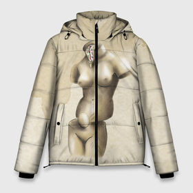 Мужская зимняя куртка 3D с принтом Акварельная Венера в стиле Сальвадора Дали в Екатеринбурге, верх — 100% полиэстер; подкладка — 100% полиэстер; утеплитель — 100% полиэстер | длина ниже бедра, свободный силуэт Оверсайз. Есть воротник-стойка, отстегивающийся капюшон и ветрозащитная планка. 

Боковые карманы с листочкой на кнопках и внутренний карман на молнии. | Тематика изображения на принте: акварель | бежевая | бежевый | девушка | женская фигура | женщина | искусство | натура | обнаженная | обнаженная девушка | обнаженная жнщина | произведение искусства | скульптура | фигура