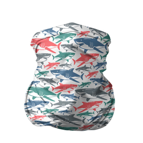 Бандана-труба 3D с принтом Разноцветные Акулы в Санкт-Петербурге, 100% полиэстер, ткань с особыми свойствами — Activecool | плотность 150‒180 г/м2; хорошо тянется, но сохраняет форму | fish | ocean | predator | shark | white shark | акула | белая акула | зубы | море | морской хищник | океан | рыба | хищная рыба | хищник