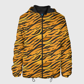 Мужская куртка 3D с принтом Тигровый Окрас (Tiger) в Новосибирске, ткань верха — 100% полиэстер, подклад — флис | прямой крой, подол и капюшон оформлены резинкой с фиксаторами, два кармана без застежек по бокам, один большой потайной карман на груди. Карман на груди застегивается на липучку | animal | beast | cat | predator | tiger | амурский тигр | белый тигр | год тигра | животное | зверь | кот | полосатая кошка | саблезубый тигр | тигр | хищник | царь джунглей | шерхан