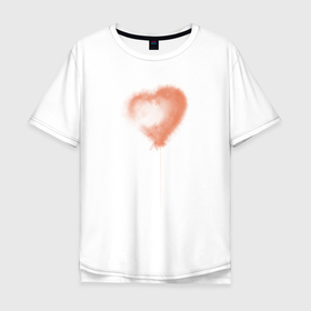 Мужская футболка хлопок Oversize с принтом Водушный шар пушистое сердечко в Санкт-Петербурге, 100% хлопок | свободный крой, круглый ворот, “спинка” длиннее передней части | воздушный шар | воздушный шарик | красное сердце | любовь | облако | пушистое облако | сердечко