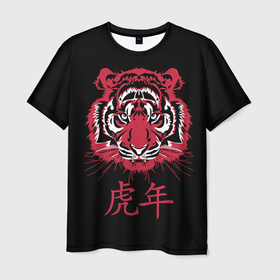 Мужская футболка 3D с принтом Год тигра: китайский гороскоп в Курске, 100% полиэфир | прямой крой, круглый вырез горловины, длина до линии бедер | 2022 | chinese | hieroglyph | look | new year | powerful | predator | red | strong | tiger | year of the tiger | взгляд | год тигра | иероглиф | китайский | красный | мощный | новый год | сильный | тигр | хищник
