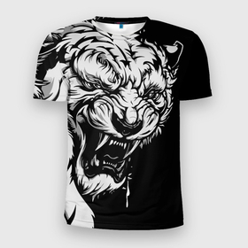 Мужская футболка 3D спортивная с принтом Тигр: свирепый и кровожадный в Кировске, 100% полиэстер с улучшенными характеристиками | приталенный силуэт, круглая горловина, широкие плечи, сужается к линии бедра | 2022 | bloodthirsty | ferocious | look | powerful | predator | strong | tiger | year of the tiger | взгляд | год тигра | кровожадный | мощный | свирепый | сильный | тигр | хищник